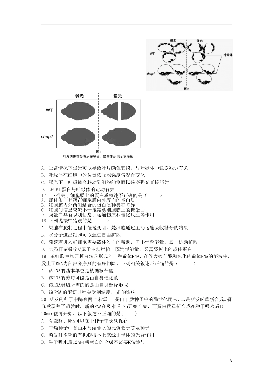 江西省师范大学附属中学2016届高三生物上学期第一次月考试题_第3页