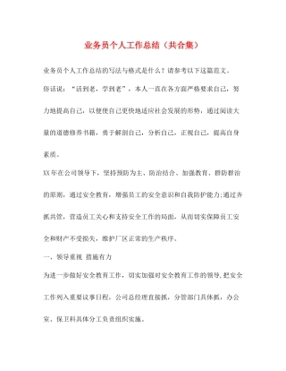 业务员个人工作总结（共合集）