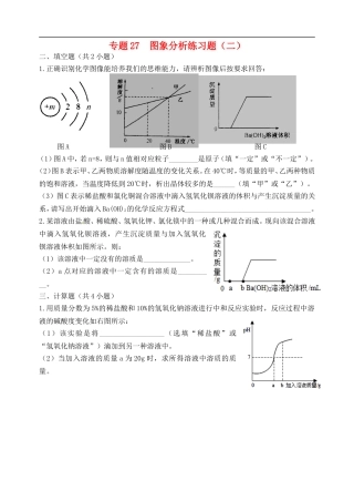 湖北省孝感市孝南区肖港镇肖港初级中学中考化学专题27图象分析练习无答案