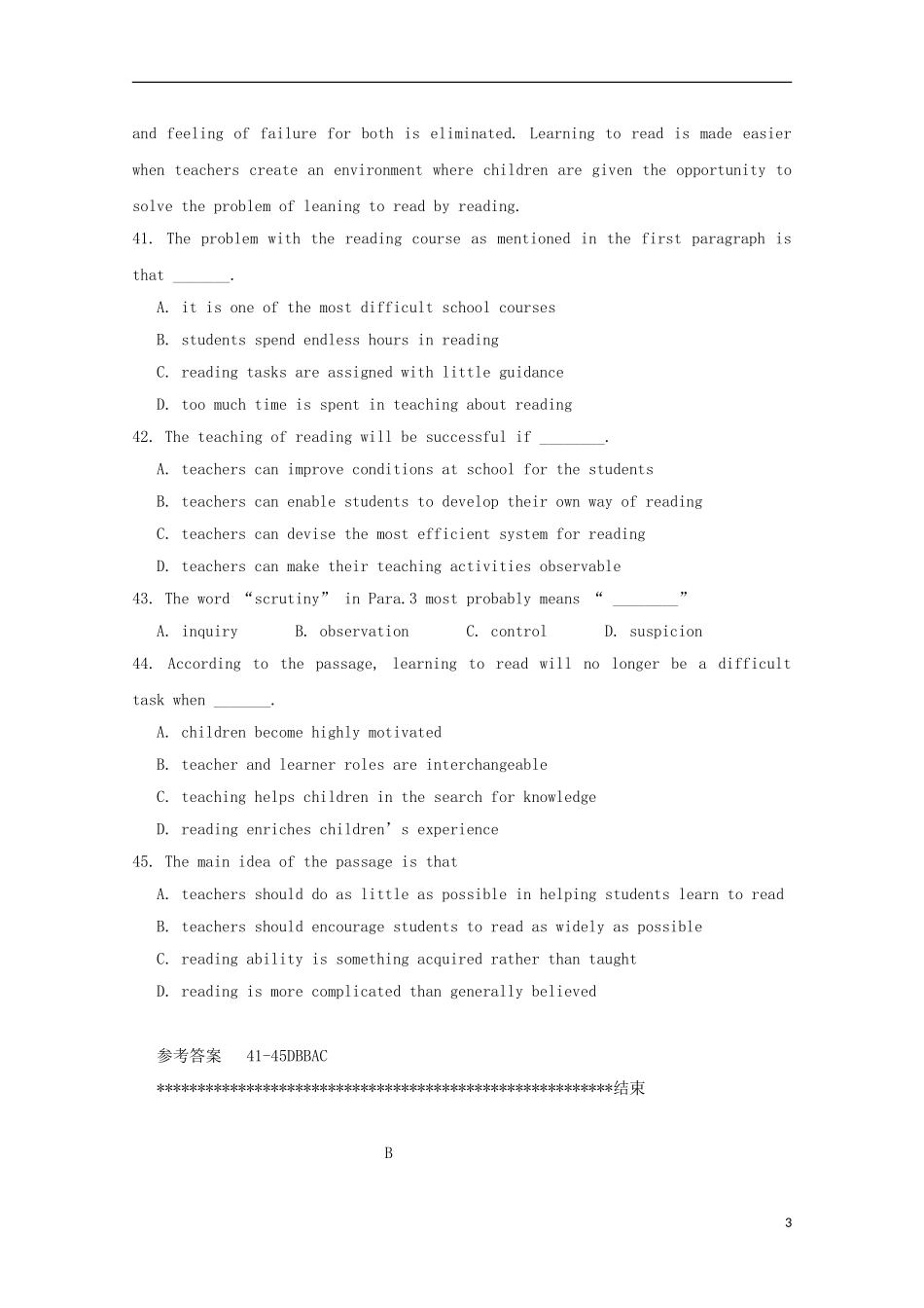 2013高考英语二轮 阅读理解四月训练（2）_第3页