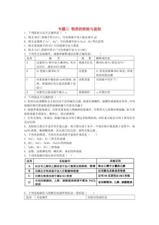 江苏省连东海二中2016届高考化学复习专题三物质的检验与鉴别练习含解析苏教版选修6