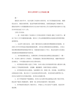 审计人员年终个人工作总结三篇