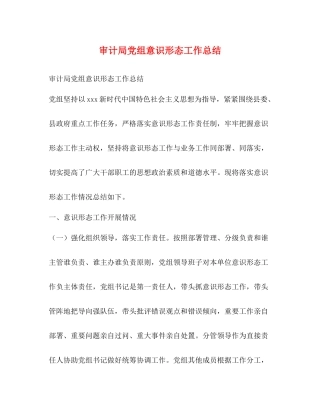 审计局党组意识形态工作总结