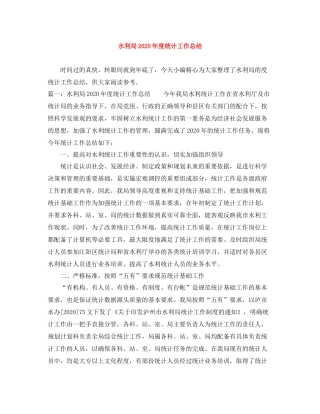 水利局年度统计工作总结