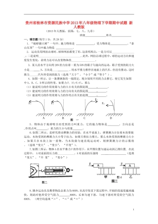 贵州省桂林市资源民族中学2013年八年级物理下学期期中试题 新人教版