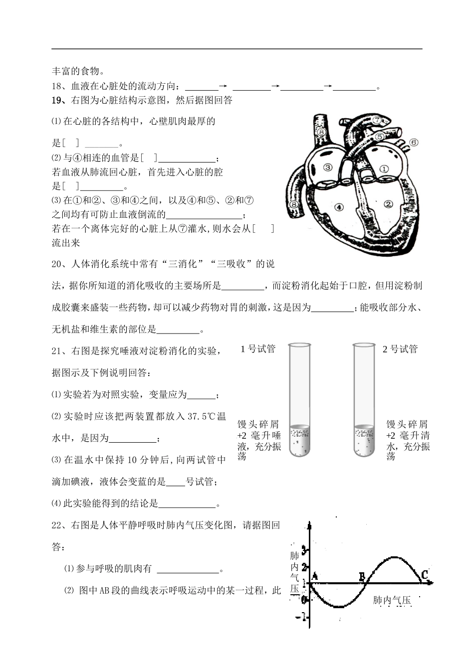 四川省威远县第一初级中学2014_2015学年七年级生物下学期期中测试试题_第3页