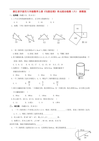 浙江省宁波市八年级数学上册《勾股定理》单元综合检测（六）（无答案） 浙教版