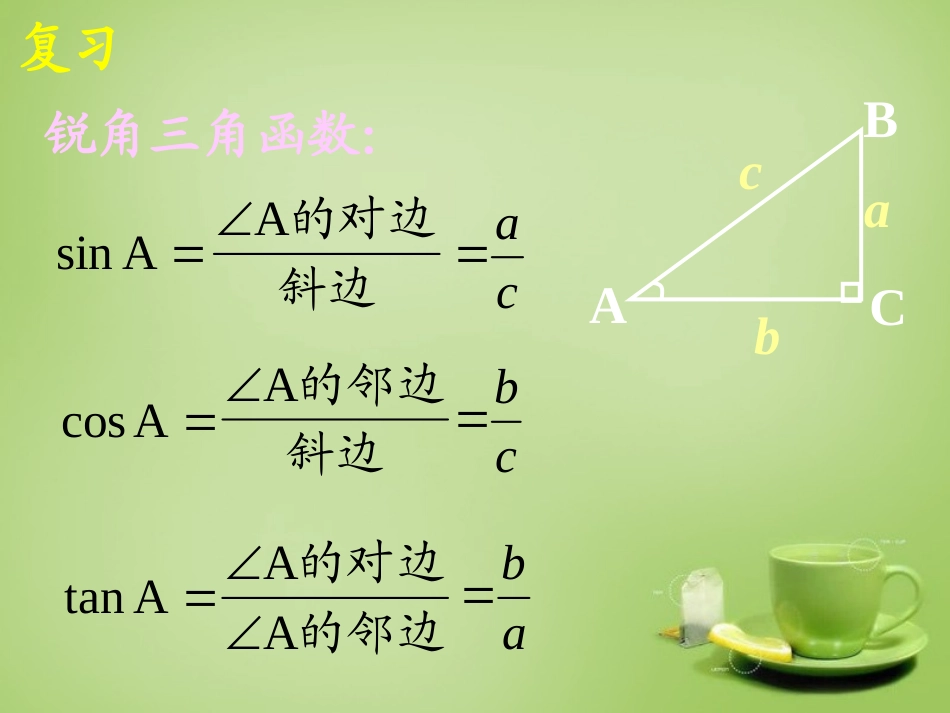广东省惠东县教育教学研究室九年级数学下册28.1锐角三角函数课件3新人教版_第3页