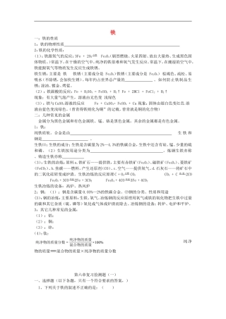 北京市和平北路学校中考化学总复习第六章铁无答案