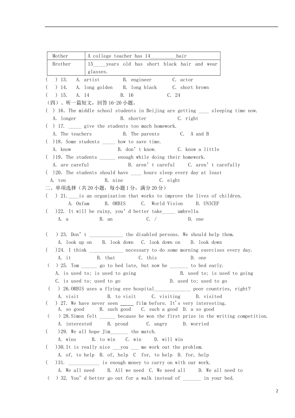 江苏省徐州市睢宁县宁海外国语学校2014届九年级英语上学期第一次月考试题牛津译林版_第2页