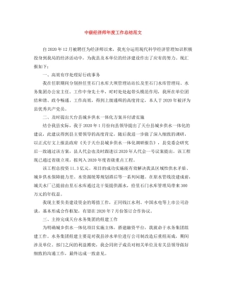 中级经济师年度工作总结范文