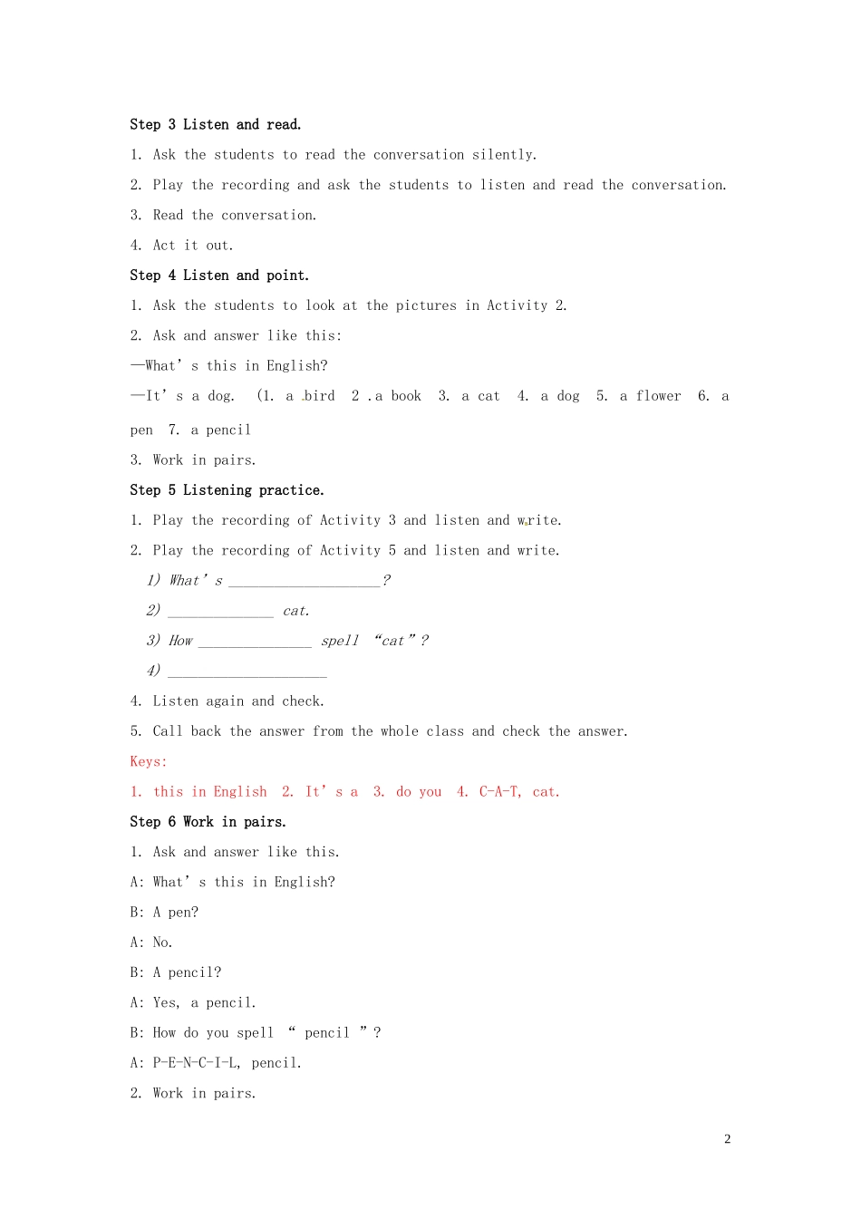 山东省冠县第一中学七年级英语上册StarterModule3MyEnglishbook教案新版外研版_第2页