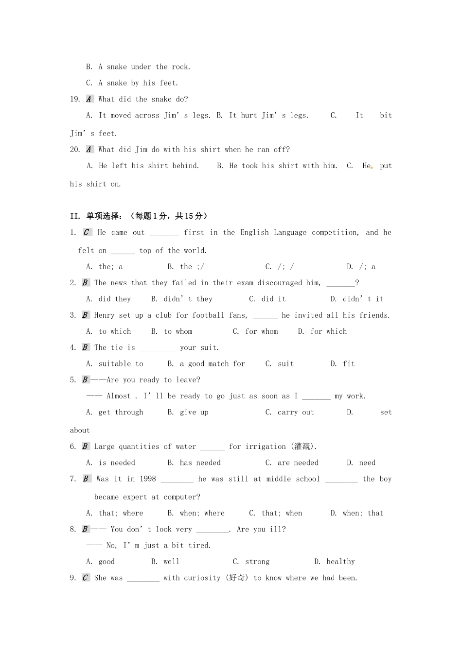 2015年秋高中英语Unit3Lookinggoodfeelgood1经典作业牛津译林版必修1_第3页