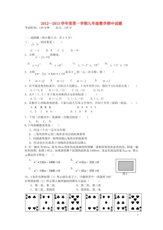 云南省水富县2013届九年级数学上学期期中试题2 新人教版