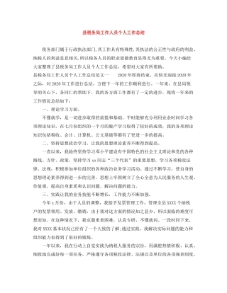 县税务局工作人员个人工作总结