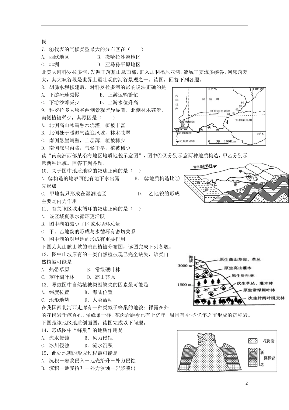 辽宁省沈阳铁路实验中学2016届高三地理上学期第一次月考试题_第2页