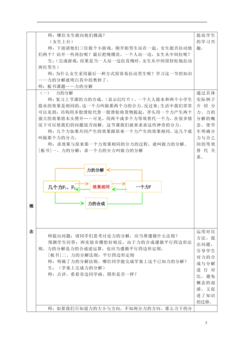 2015高中物理3.5力的分解教案1新人教版必修1_第2页