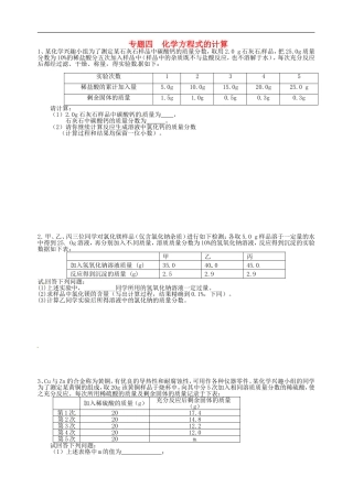 广东省河源中国教育学会中英文实验学校中考化学专题四化学方程式的计算复习无答案