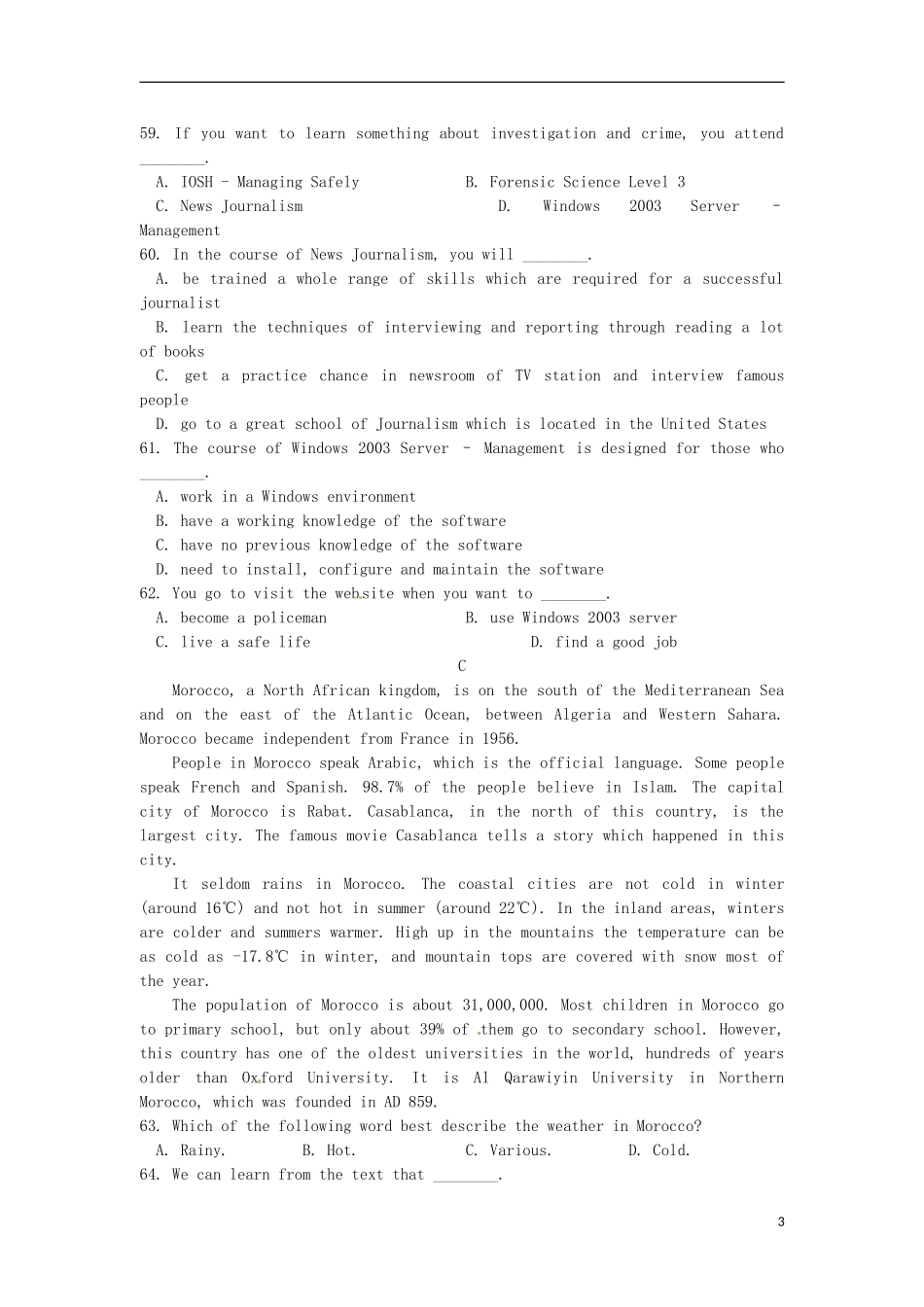 2013届高三英语三星级阶梯阅读练习7_第3页