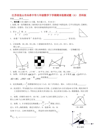 江苏省昆山市兵希中学八年级数学下学期期末检测试题（A） 苏科版