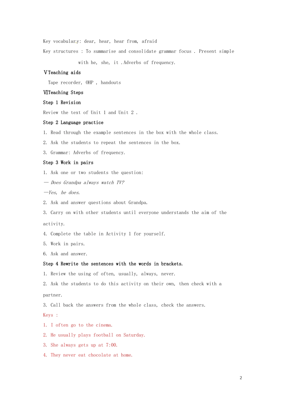 山东省冠县第一中学七年级英语上册Module8ChoosingpresentsUnit3Languageinuse教案新版外研版_第2页