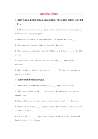 英语周报2015年高中英语Unit3ThemeaningofcolourCHECKINGCORNER练习牛津译林版选修9