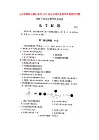 山东省郯城县新村中学2015届九年级化学教学质量检查试题扫描版无答案