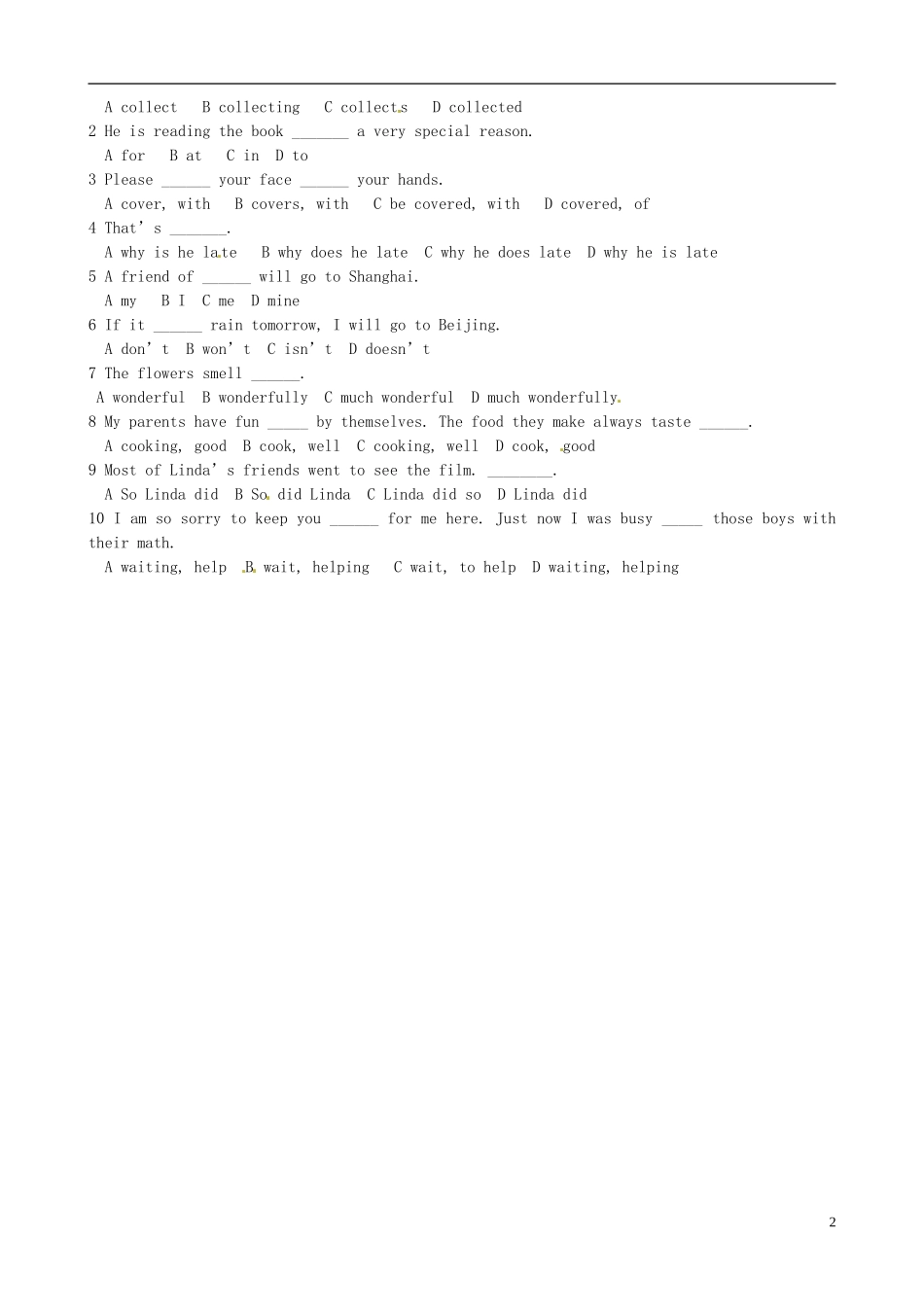 河北省唐山十六中八年级英语上册 Lesson 53 A Strange Hobby学案（无答案） 冀教版_第2页