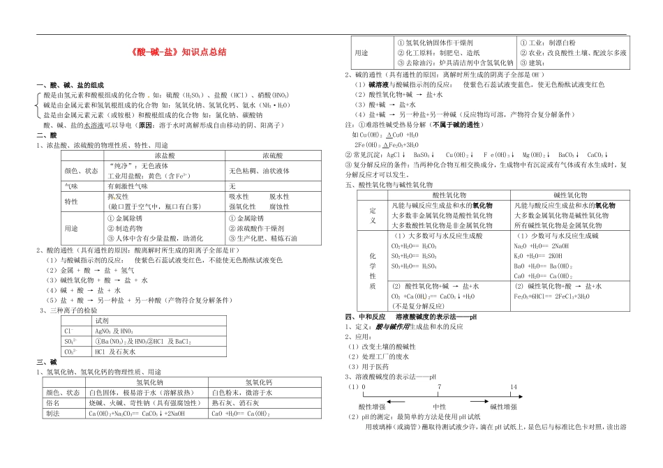 北京市和平北路学校中考化学酸碱盐知识点总结_第1页