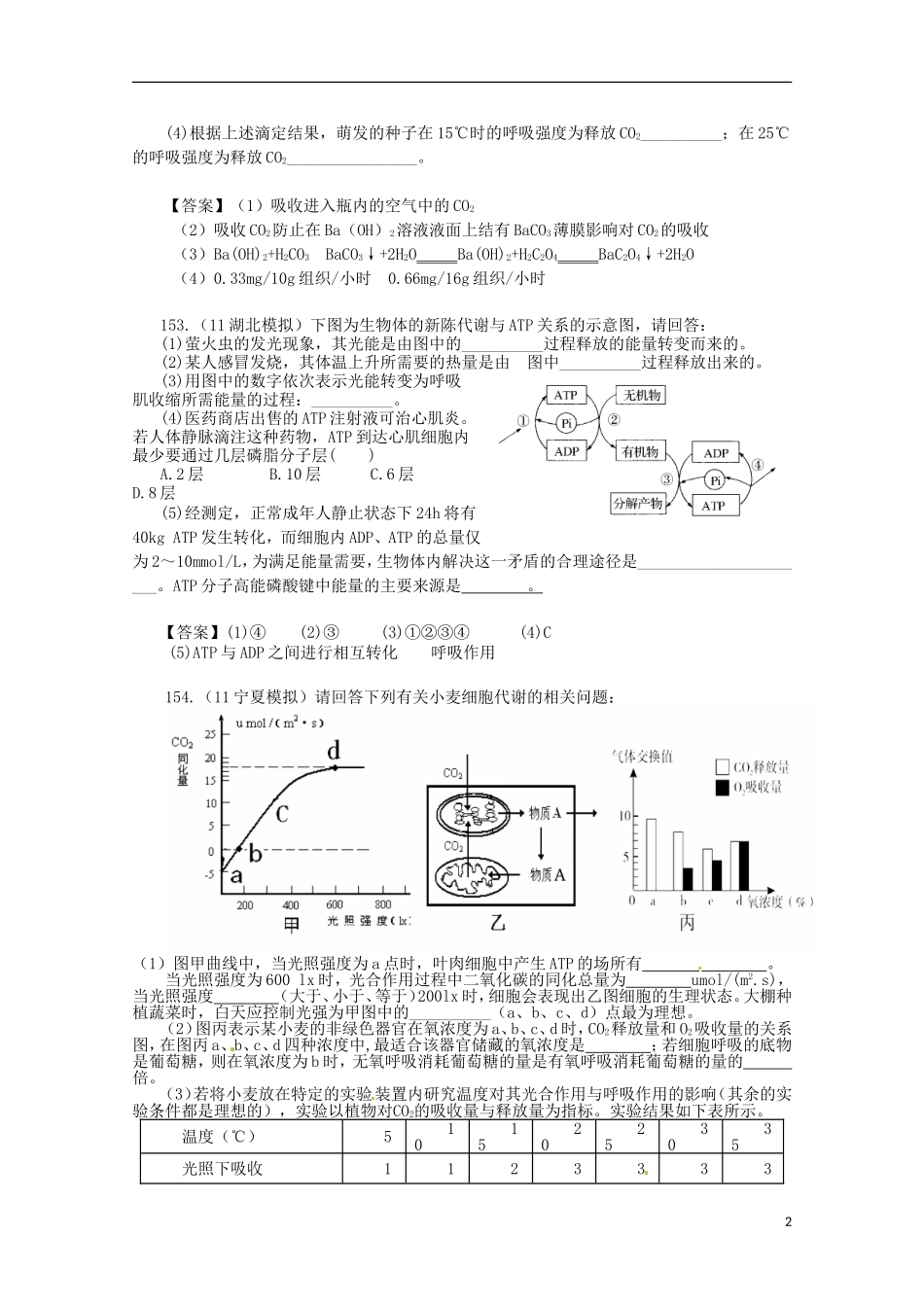 2013届高三生物 试题集锦 呼吸作用（5）_第2页