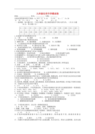 北京市和平北路学校中考化学总复习升学模试卷无答案