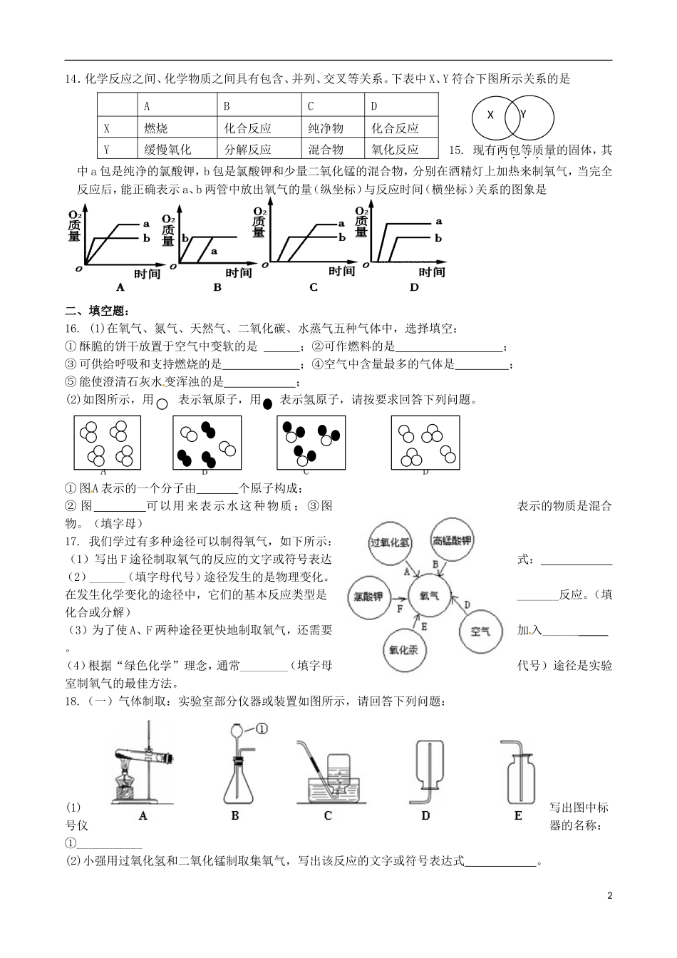 江苏省无锡市前洲中学2016届九年级化学上学期10月教学质量检测试题新人教版_第2页