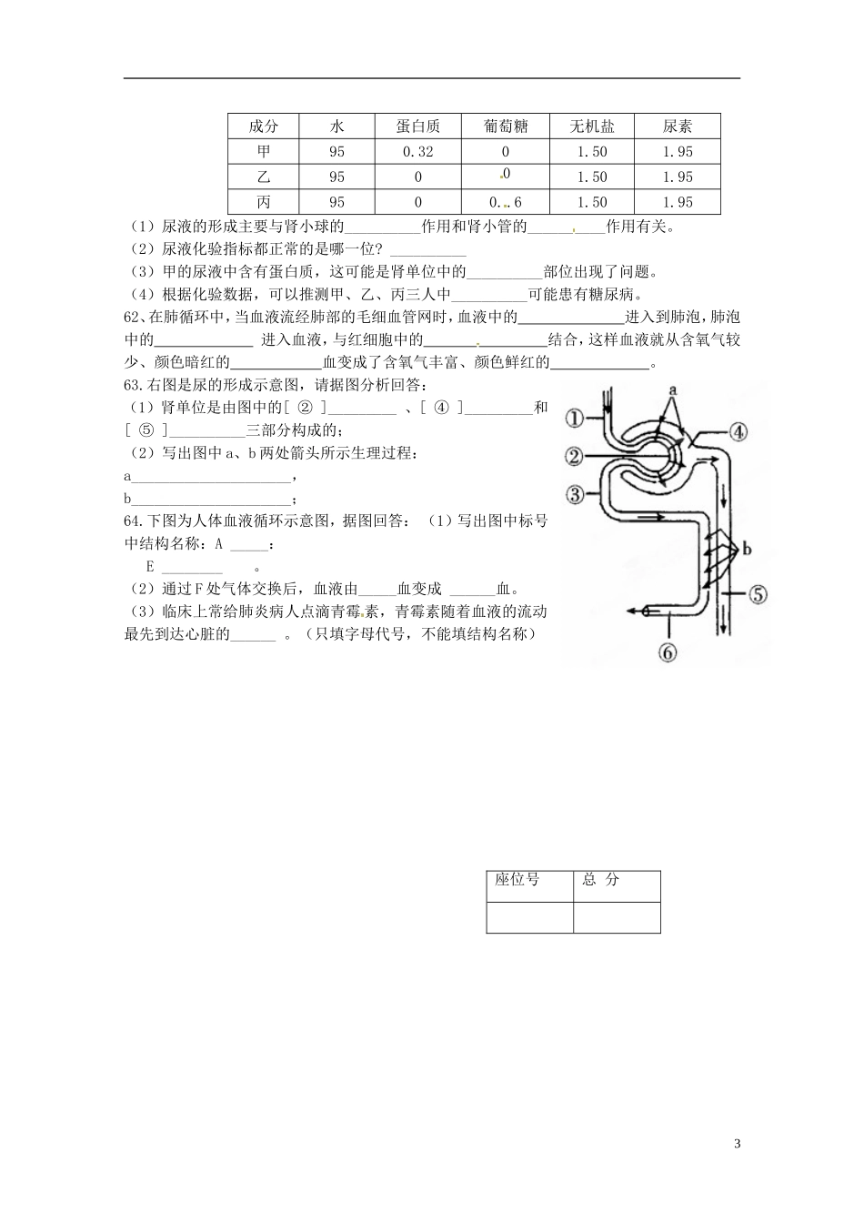 江苏省沛县杨屯中学2015_2016学年八年级生物上学期第一次月考试题苏科版_第3页