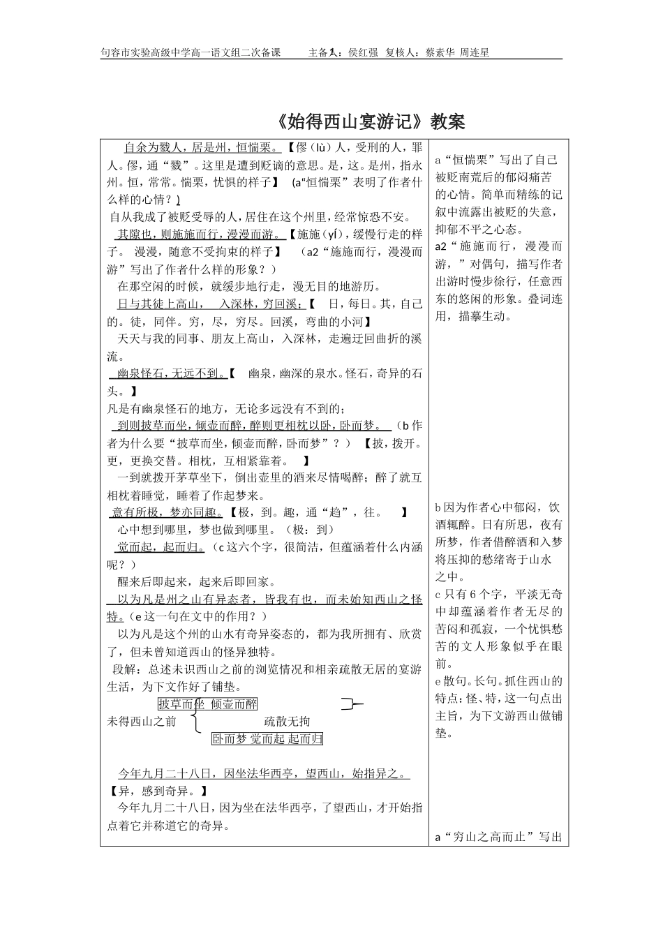高中语文精讲：《始得西山宴游记》课文精解（苏教版）_第1页