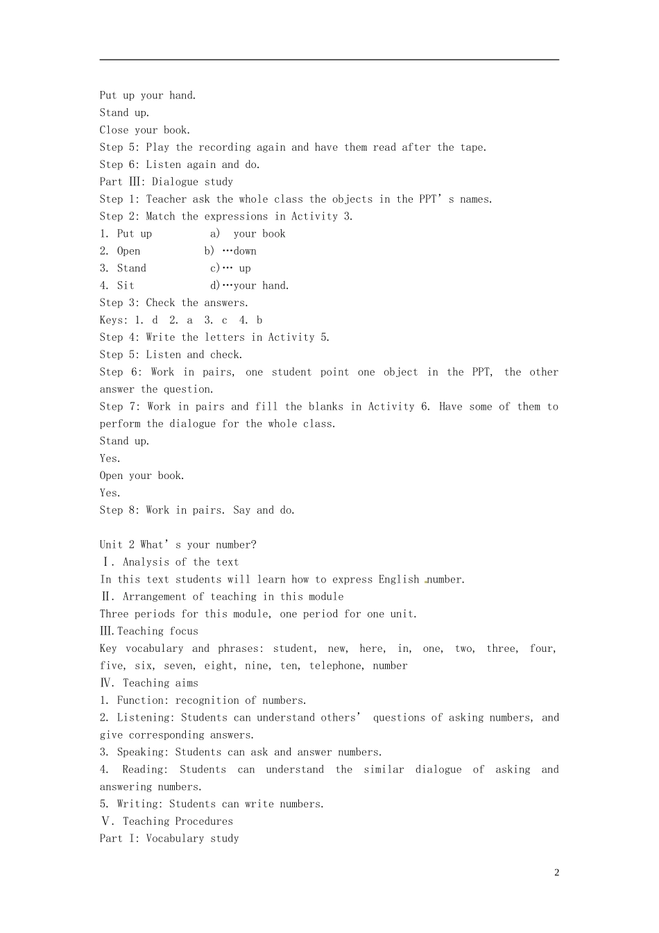 广东署山市顺德区江义初级中学七年级英语上册StarterModule2MyEnglishlesson教案新版外研版_第2页