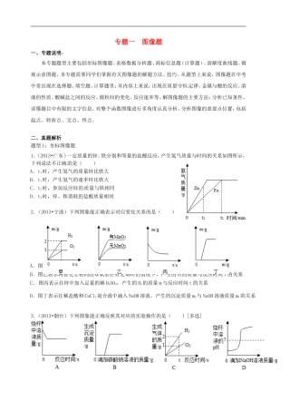 广东省河源中国教育学会中英文实验学校中考化学专题一图像题课堂精讲复习无答案