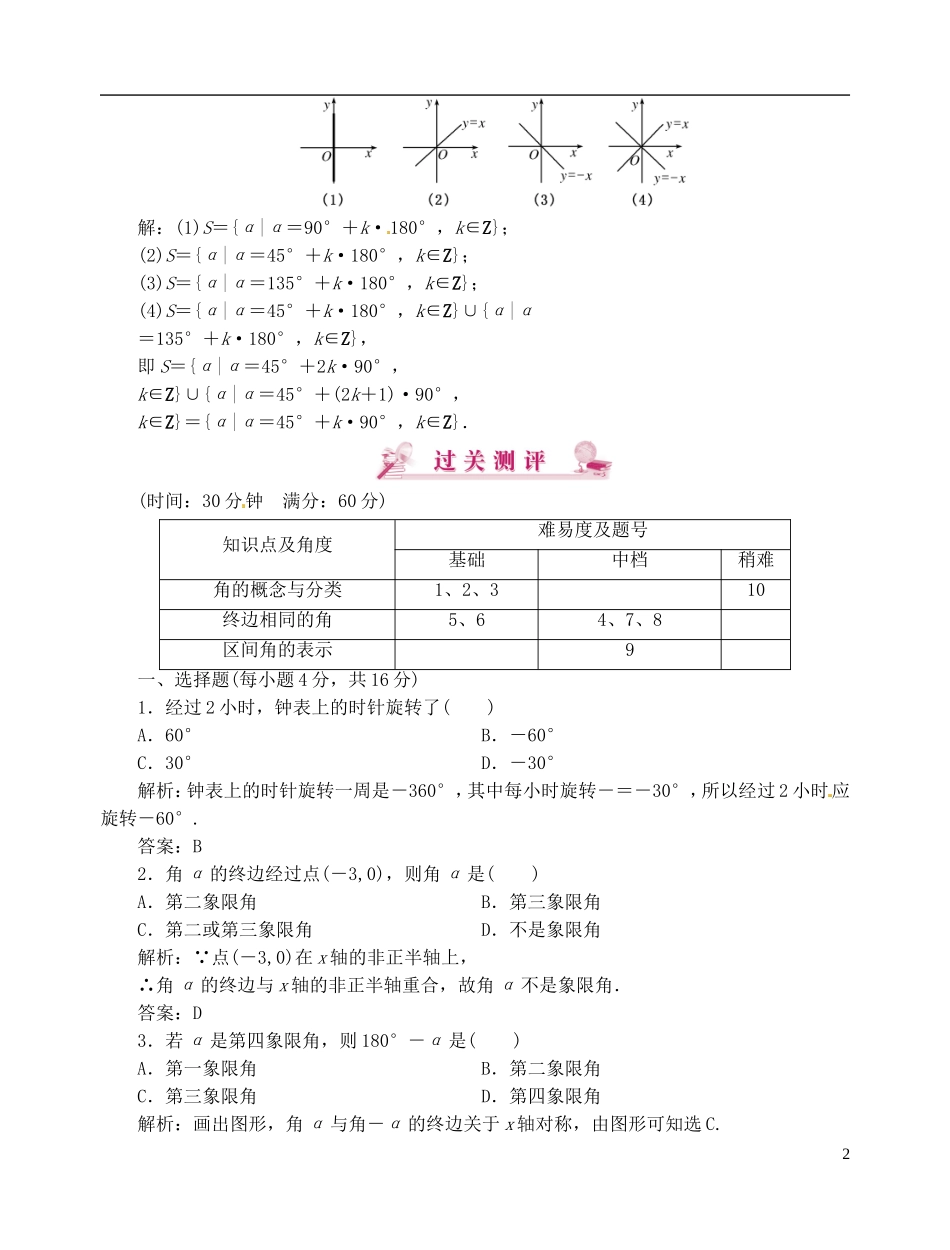 【优化指导】2013高考数学总复习 1-1-1 任意角 新人教A版_第2页