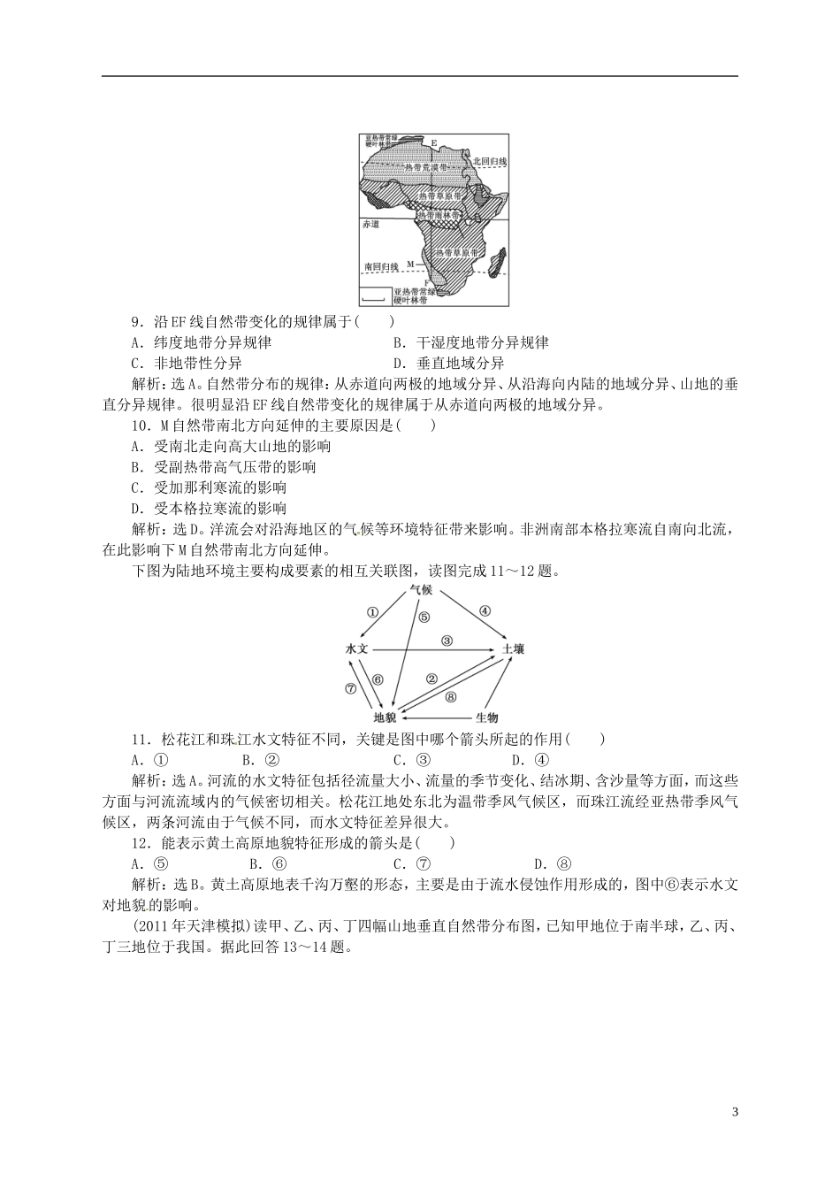 【优化指导】2013高考地理总复习 效果检测作业3 湘教版_第3页