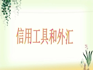 信用工具和外汇（共张PPT）