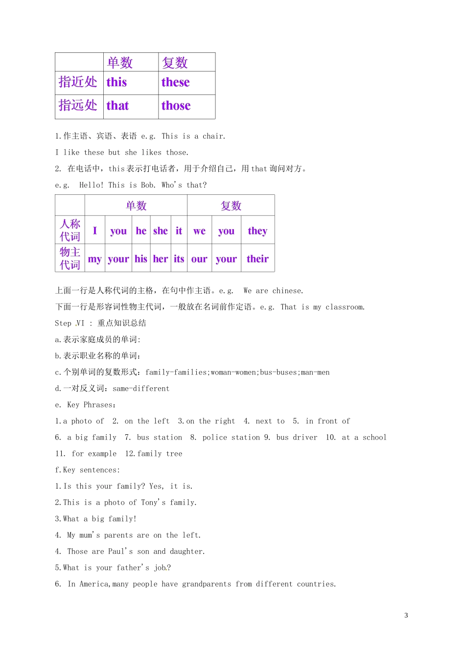 山东省冠县第一中学七年级英语上册Module2MyfamilyUnit3Languageinuse教案新版外研版_第3页