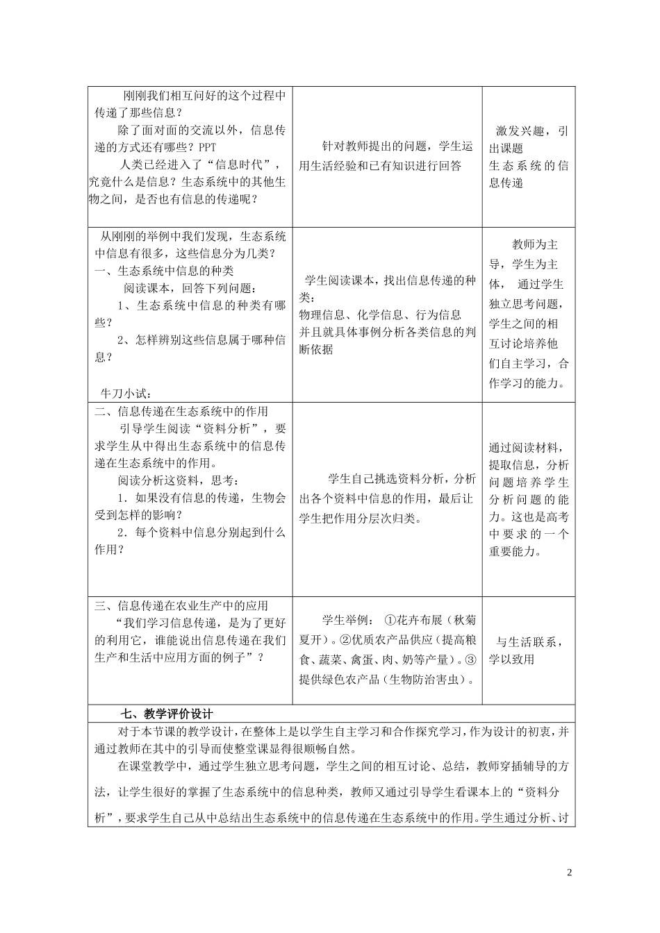 黑龙江省大庆市三十五中高中生物5.4生态系统的信息传递教学设计新人教版必修3_第2页