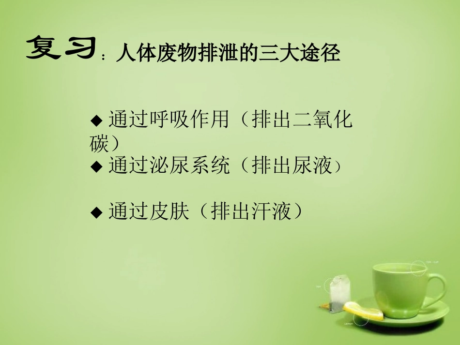河北省安国市实验中学七年级生物下册第五章人体内废物的排出汗液的形成和排出课件新版新人教版_第3页