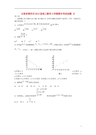 云南省景洪市2013届高三数学上学期期末考试试题 文 新人教A版