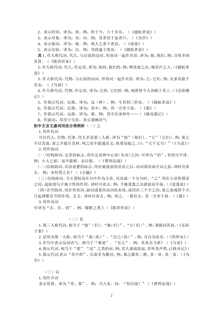 初中文言文虚词总结_第2页