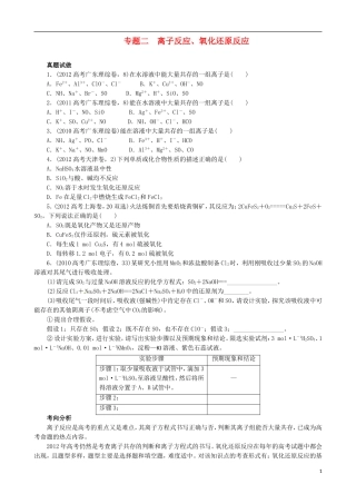 广东省2013年高考化学二轮复习 技巧总结 专题二 离子反应、氧化还原反应