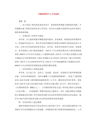 中级经济师个人工作总结