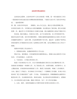 业务员年终总结范文