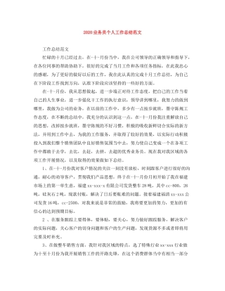 业务员个人工作总结范文
