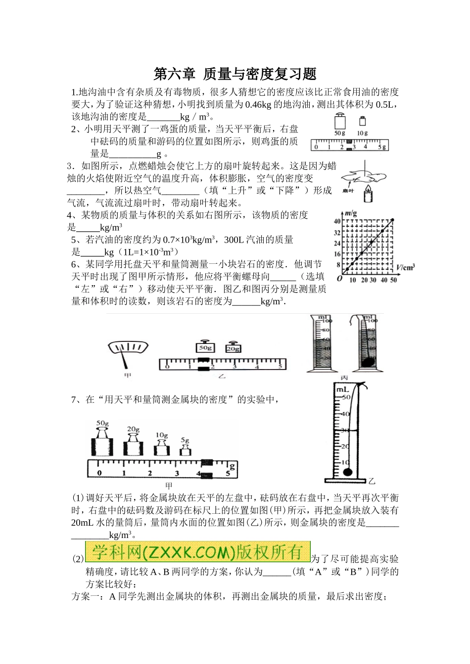 第六章质量与密度复习题_第1页