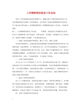 上学期物理实验室工作总结